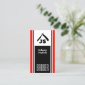 Rode en zwarte barber visitekaartje (Staand voorkant)