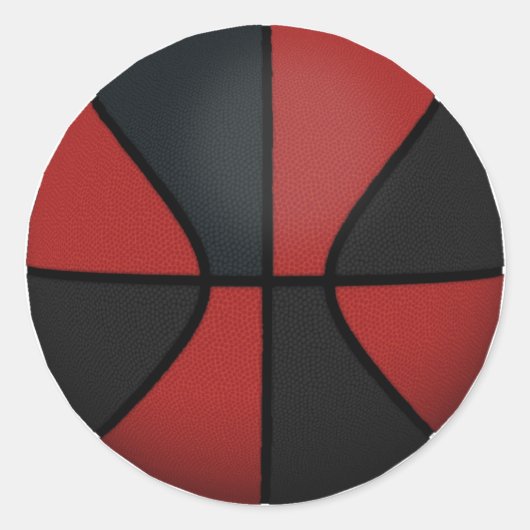 Rode en zwarte Basketball: Ronde Sticker (Voorkant)