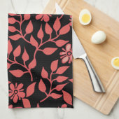 Rode en Zwarte Bloem Theedoek (Quarter Fold)