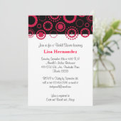 Rode en zwarte bloemen en cirkels kaart (Staand voorkant)