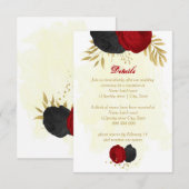 rode en zwarte bloemen gouden botanische bruiloft informatiekaartje (Voorkant / Achterkant)