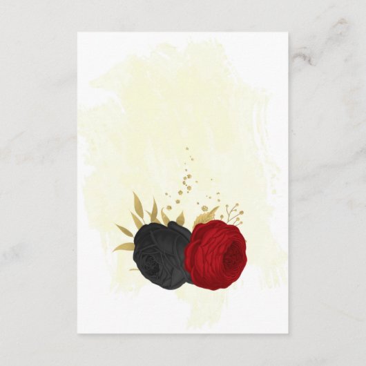 rode en zwarte bloemen gouden botanische bruiloft informatiekaartje (Achterkant)