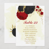 rode en zwarte bloemen gouden zitkaart kaart (Voorkant / Achterkant)