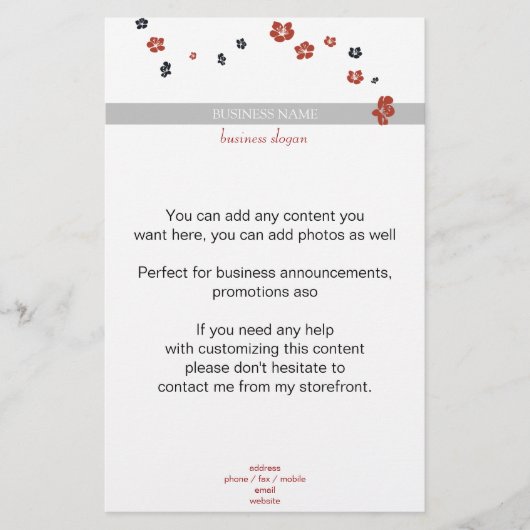 Rode en zwarte bloemen op White Elegant Flyer (Voorkant)