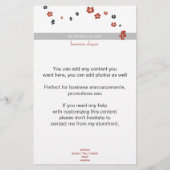 Rode en zwarte bloemen op White Elegant Flyer (Achterkant)