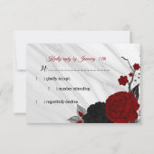 rode en zwarte bloemen RSVP kaartje (Voorkant)