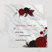 rode en zwarte bloemen RSVP kaartje (Voorkant / Achterkant)