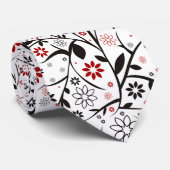 Rode en zwarte bloemen stropdas (Opgerold)