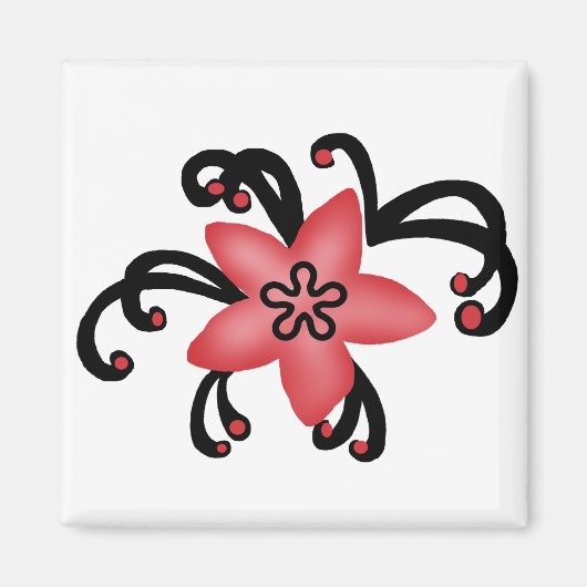Rode en zwarte bloemenmagneet magneet (Voorkant)