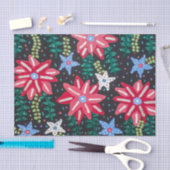 Rode en zwarte bloemenprint tissuepapier (Craft)