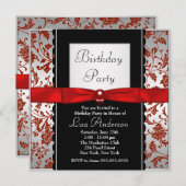 Rode en zwarte boog Stropdas Damask verjaardagsfee Kaart (Voorkant / Achterkant)