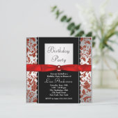 Rode en zwarte boog Stropdas Damask verjaardagsfee Kaart (Staand voorkant)
