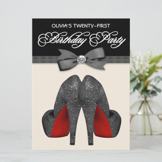 Rode en zwarte boog Stropdas vrouwen verjaardagsfe Kaart (Staand voorkant)