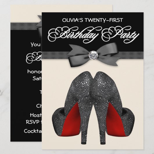 Rode en zwarte boog Stropdas vrouwen verjaardagsfe Kaart (Voorkant / Achterkant)