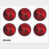 Rode en zwarte boom van Life Yin Yang Ronde Sticker (Vel)