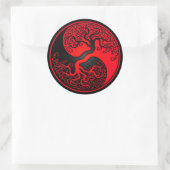 Rode en zwarte boom van Life Yin Yang Ronde Sticker (Tas)