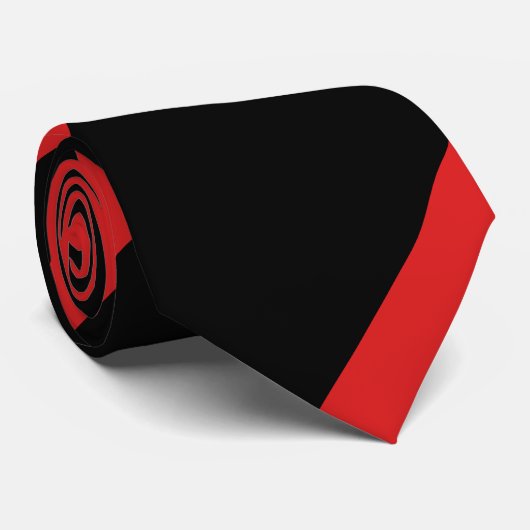 Rode en zwarte brede streep stropdas (Opgerold)