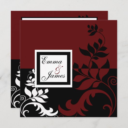 Rode en zwarte bruiloft kaart (Voorkant / Achterkant)
