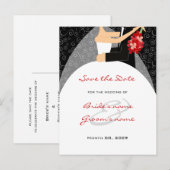 Rode en zwarte bruiloft Save the Date Briefkaarten (Voorkant / Achterkant)