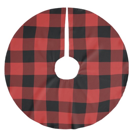 Rode en zwarte Buffalo Check - Plaid Tree Rok Kerstboom Rok (Voorkant)