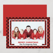 Rode en zwarte Buffalo-cheque voor kerst Feestdagenkaart (Voorkant / Achterkant)