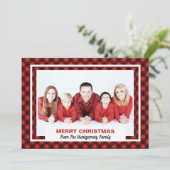 Rode en zwarte Buffalo-cheque voor kerst Feestdagenkaart (Staand voorkant)