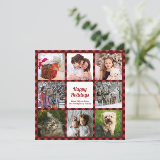 Rode en zwarte Buffalo Controleer acht aangepaste  Feestdagenkaart (Staand voorkant)