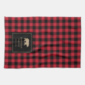 Rode en zwarte Buffalo Plaid aangepaste familienaa Theedoek (Horizontaal)