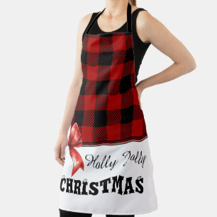 Rode en Zwarte Buffalo Plaid Check Watercolor Stri Schort