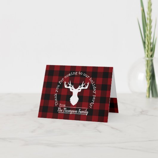 Rode en zwarte Buffalo Plaid Dank u kaart (Voorkant)