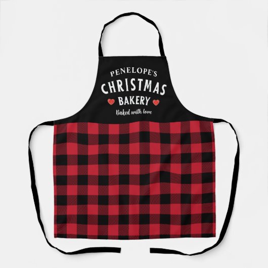 Rode en zwarte Buffalo Plaid Feestelijke Kerst Schort (Voorkant)