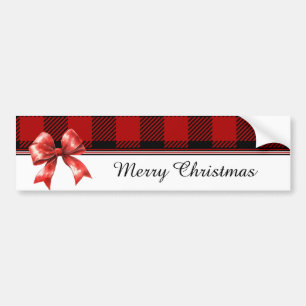 Rode en Zwarte Buffalo Plaid Geruite Waterverf Boo Bumpersticker