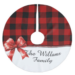 Rode en Zwarte Buffalo Plaid Geruite Waterverf Boo Kerstboom Rok