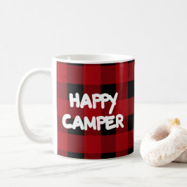 Rode en zwarte Buffalo Plaid Happy Camper Koffiemok