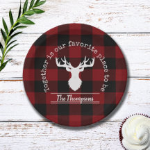 Rode en Zwarte Buffalo Plaid Hert Familie Naam