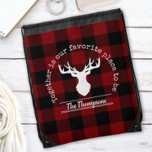 Rode en Zwarte Buffalo Plaid Herten Familie Naam