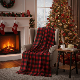 Rode en Zwarte Buffalo Plaid Kerstcheck Fleece Deken