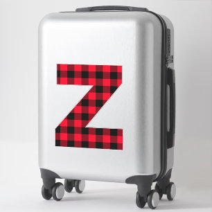 Rode en Zwarte Buffalo Plaid Kletterende Letter Z  Sticker