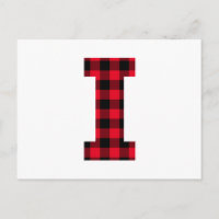 Rode en Zwarte Buffalo Plaid Klinkende Letter I Mo