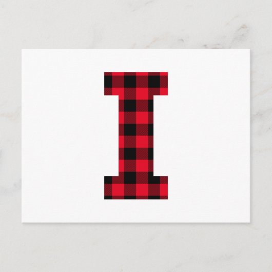 Rode en Zwarte Buffalo Plaid Klinkende Letter I Mo Briefkaart (Voorkant)