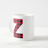 Rode en Zwarte Buffalo Plaid Klinkende Letter Z Mo Koffiemok (Voorkant links)