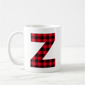 Rode en Zwarte Buffalo Plaid Klinkende Letter Z Mo Koffiemok (Links)
