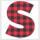 Rode en Zwarte Buffalo Plaid Krachtige Initiaal S Sticker (Vel)