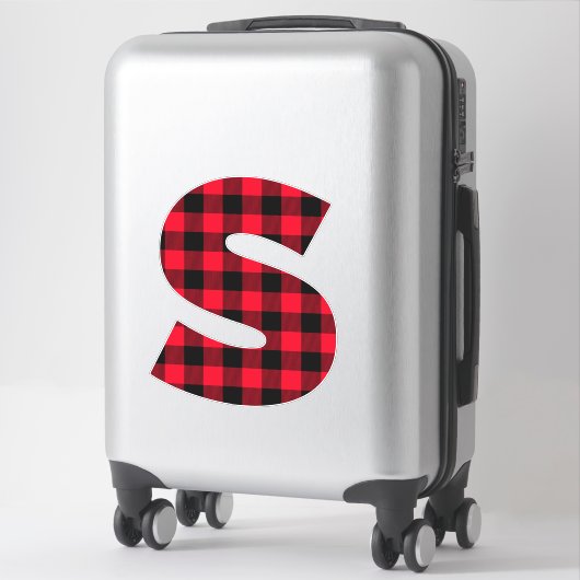 Rode en Zwarte Buffalo Plaid Krachtige Initiaal S Sticker (Koffer)