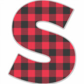 Rode en Zwarte Buffalo Plaid Krachtige Initiaal S Sticker (Voorkant)