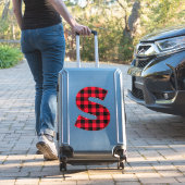 Rode en Zwarte Buffalo Plaid Krachtige Initiaal S Sticker (Koffer Insitu)