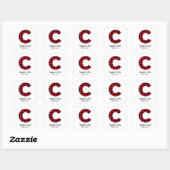 Rode en Zwarte Buffalo Plaid Monogram C Vierkante Sticker (Vel)