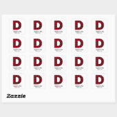 Rode en Zwarte Buffalo Plaid Monogram D Vierkante Sticker (Vel)