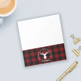 Rode en Zwarte Buffalo Plaid Rustieke Familienaam Notitieblok