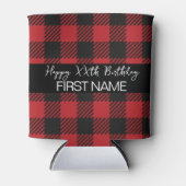 Rode en zwarte Buffalo Plaid Rustieke Verjaardagsf Blikjeskoeler (Voorkant)